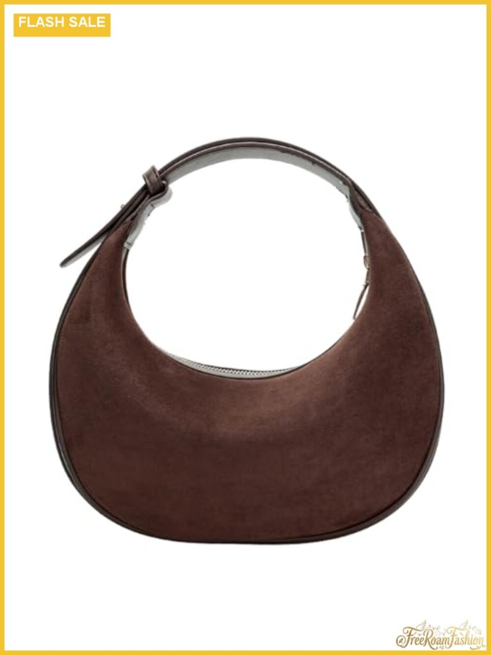 Faux Suede Crescent Hobo Bag Women's Crossbody Adjustable Strap